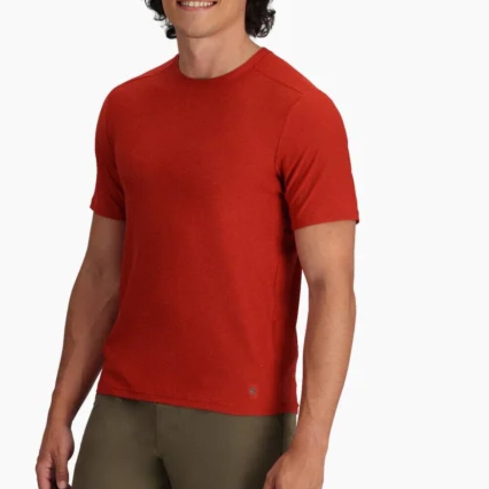 Outdoor Short Sleeves  T shirt solid red,, cotton blend activewear
